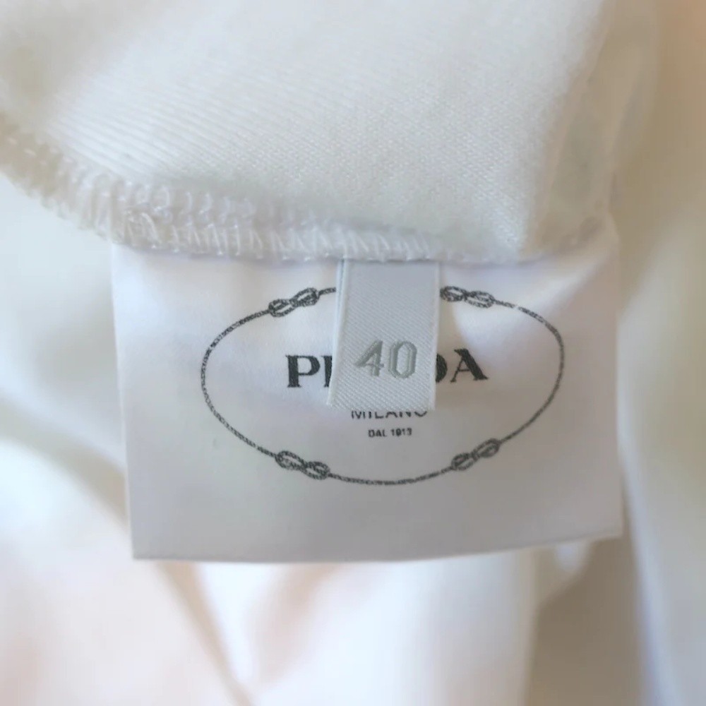 Prada Triangle Logo Tank Top White Cotton Jersey Size 40 New - Picture 7 of 8